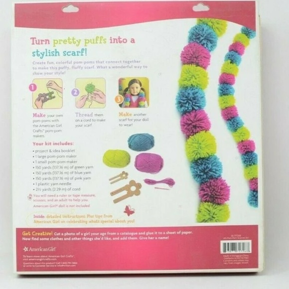 American Girl Pom-Pom Scarf Scarves Kit Craft Brand New Ages 8+ - Picture 2 of 2